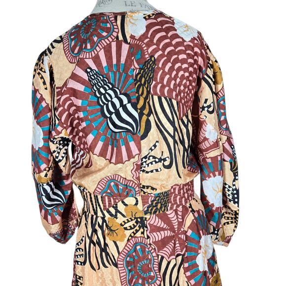 Scotch & Soda Sun Ray Dress Womens Medium Long Sleeve Printed Fit Flare - Picture 10 of 12